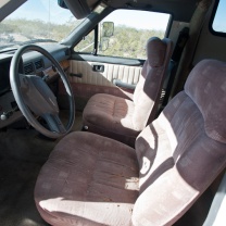 Those awesome pink cab seats again. All the upholstery/cushions/drapery was this color, too! Ugh.